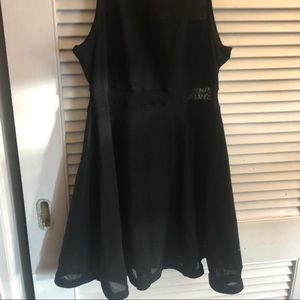 EXPRESS Black Skater Dress with Mesh Detail - XL